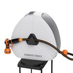 Giraffe Tools Ground Mounted Retractable Hose Reel 5/8 Inch x 92FT, Heavy Duty Automatic Rewind Garden Hose Reel, with Flexible Swivel Base for Lawn, Concrete Floor