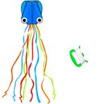 Large Octopus Kites-1 Pcs Rainbow Mollusc Flying Octopus Kite for Kids and Adults,kites for adults Beach and Summer Outdoor Toy with 100 meters Flying Line and Spool, Nylon Kite for Beginners(Blue)