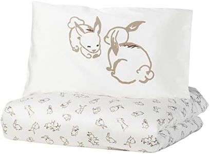 Ikea Rodhake Crib Duvet Cover/Pillowcase Rabbit Pattern White/Beige 43x49/14x22 304.401.73