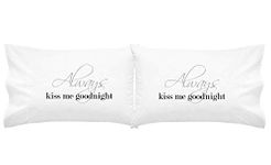Oh, Susannah Always Kiss Me Goodnight Couples Pillow Cases (for Weddings, People in Love) (Two 20x40” King Size Pillowcase)