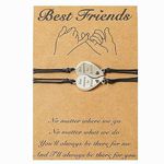 El Regalo 2PCs Best Friend Stainless Steel Not Sister by Blood But Sister by Heart Friendship Bracelet Set for Girls & Women