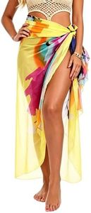 MissShorthair Women Beach Sarong Chiffon Swimsuit Cover Ups, High Slit Vacation Pareos Swimwear Bikini Wrap Bathing Suit