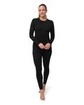 DANISH ENDURANCE Merino Wool Base Layer Set 180g/m² Midweight for Women, Thermal Long Sleeve Top and Leggings, Black, XL