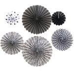 Bestage 6 Pcs Decoration Hanging Party Black Paper Fans Set for Birthday Wedding Graduation Events Accessories