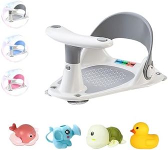 Baby Bath Seat with Water Thermometer for Infants Baby Bathing, Non-Slip Baby Bathtub Seat, Portable Foldable Baby Bath Tub Seat for Infant Toddler 6-36 Months (Gray Bathtub Seat)
