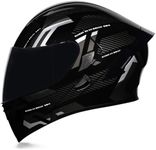 Woljay Full Face Flip Up Motorcycle Modular Helmet Integrated Motorbike Dual Visor for Adults Men Women Moped Street Racing DOT Approved (Count Black Silver - Smoke Visor, Medium)