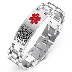 Theluckytag Medical Bracelets with QR Code for Women Medical Alert Id Bracelet - Sterling Silver Chain 7''-9'' - More Space Custom Emergency Medical ID Info (8'' Folding Clasp + Meter Remover- Silver)