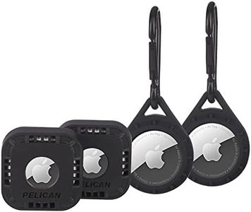 Pelican – Protector – Clip Ring and Sticker Mount for Apple AirTags, Includes 2 Clips Rings with Carabiner & 2 Stickers Mounts – Black