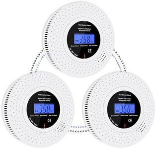 Scondaor Interlinked Smoke and Carbon Monoxide Detector Combo with LCD Display, Pre-Linked Smoke Alarms for Home Replaceable AA Battery Included, Smoke CO Alarm with Test/Silence Button (3 Pack)