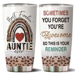 WONWIX Best Auntie Ever Gifts for Women Thermos Stainless Steel Tumbler 20oz with Lid Travel Mug Coffee Cup Water Bottle Birthday Christmas New Aunt Gift Ideas for Aunt from Niece or Nephew