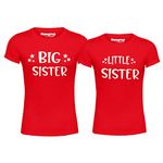 Hangout Hub Girl's Round Neck T-shirt Big Sister Little Sister (Red;Big Sis- 10-12 Years, Lit Sis- 8-10 Years ;) Pack of 2 Kids Sibling Family T-shirts