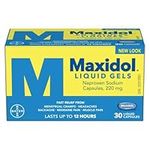 Maxidol Liquid Gels Pain Reliever - Fast Relief of Pain such as Menstrual Cramps, Headaches, Backaches, Migraine Pain and Muscle Pain, 220mg Naproxen Sodium (30 Liquid Capsules)