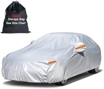 kayme 6 Layers Car Cover Waterproof All Weather for Automobiles, Outdoor Full Cover Rain Sun UV Protection with Zipper Cotton, Universal Fit for Sedan (194"-208")