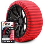 ISSE T-66 Winter Tyres, Snow Chains, EN 16662-1, Highly Secure, Easy to Install Textile Snow Chains for Cars, Non-Slip, Durable Chains, Set of 2 Chains + Gloves