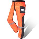 YARDMARIS Chainsaw Chaps, Chain Saw Apron Chaps with Pocket, Orange Hi-Vis Apron Chaps 8-Layer Protective Chainsaw Chaps - Medium