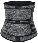 HOPLYNN Sweat Waist Trainer for Women Two Belts, Neoprene Workout Corset Waist Trainer Cincher Trimmer Shaper Zipper Gray Large