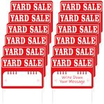 12 Pack Yard Sale Signs with Stakes 16'' x 12'' High Visibility for Sale Sign Garage Sale Sign Estate Sale Signs Weatherproof for Garage House Business or Personal Use (Red)