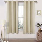 DWCN Blackout Curtains Thermal Insulated Room Darkening Grommet Window Treatment Solid Block Light Curtain Drapes for Bedroom Living Room 42 x 63 Inches Long, 2 Thick Light Beige Panels