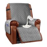 Granbest Water-Repellent Recliner Protector Reversible Recliner Slipcovers Non-Slip Armchair Furnirture Protector for Kids, Pets, Dogs, Cats (Recliner, Light Grey)