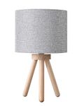 EDISHINE 34 cm Bedside Lamps, Wooden Tripod Table Lamps for Living Room, Grey Linen Lampshade, Nightstand Table Lamp for Bedroom, Kids Room, Nursery, Dorm, LED Bulb Included, E27 Socket