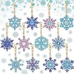 Syntego 5D Snowflake 12pcs DIY Assorted Diamond Art Keyrings by Number Double Sided Embroidery Rhinestone Craft Keychain, Gifts, Phone, Bag, (Snowflakes)