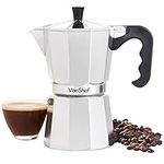 VonShef Stovetop Coffee Maker, 6 Cup Aluminium Italian Espresso Maker, 300ml Gas & Electric Stove Top Moka Pot with Replacement Gasket & Filter