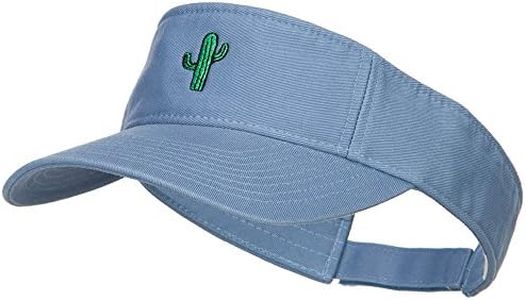 e4Hats.com Mini Cactus Embroidered Cotton Washed Visor - Lt Blue OSFM