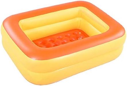 HIWENA Inflatable Kiddie Pool, 45" x 35" X 14" Orange Kids Swimming Pool Summer Water Fun Bathtub with Inflatable Soft Floor