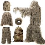 Hunting Ghillie Suit Desert - Woodland Camouflage Clothing, 3d gillie stealth Withered Grass Clothes Camouflage Hunter Outdoor Jungle Hunting Poncho yellow