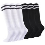 hakugoo Kids Soccer Socks Boys Baseball Socks Youth Football Socks Girls Softball Socks Athletic Knee High Socks Type4 6 Pairs (L)