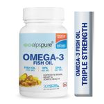 Alpspure Nutra Omega 3 Fish Oil Supplement 1000 mg (460mg EPA & 380mg DHA) (30 Softgel Capsules)