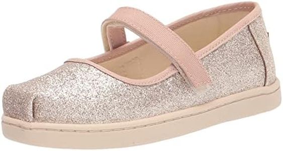 TOMS Girl's Glitter Mary Jane Flats (Toddler-Little Kid) Sneaker, Champagne Iridescent Glimmer, 8 Big Kid