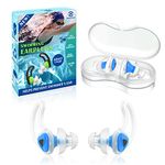 Hearprotek Swimmer Ear Plugs, 2 Pairs Upgraded Silicone Custom-fit Water Protection Swimming earplugs for Swimmers Water Pool Shower Bathing and Other Water Sports(Blue)