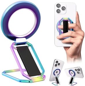 Magnetic Phone Grip Holder for MagSafe, Removable Ring Holder with Finger Support Strap Loop for iPhone 16 Pro Max 15 14 13 12, 4-in-1 Kickstand for Hands-Free Viewing at Home Work Travel,Rainbow