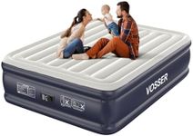 VOSSER Air Mattress Queen with Built in Pump,18'' Inflatable Mattress of Vertical Beams,Self Inflatable/Deflation Blow Up Mattress in 3 Mins,Flocked Top Airbed with Carry Bag for Home, Camping