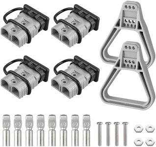 eSynic 4Pcs Battery Connector for 175Amp Anderson Connector Kit 175A Quick Connect Plug 600V Jumper Cables Connector with Handle and Anderson Plug Cover for Camper Car Recovery Winch Trailer (Grey)