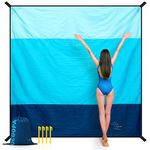 OCOOPA Beach Blanket Sand Free, Super Large 7.2'×6.8', Sandproof Waterproof, Soft Comfortable Sturdy Material, Wide Stripe Design, Light Weight Compact for Picnic, Vacations