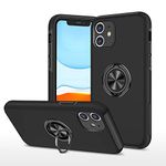 EYZUTAK Case for iPhone 11 6.1 inch, 360 Degree Rotation Magnetic Metal Finger Ring Holder Magnet Car Holder Inner Silicone with Camera Protection Glossy Anti-drop Hard Cover - Black