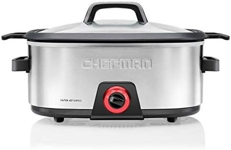 Chefman 6-Quart Slow Cooker, Electric Countertop Cooking, Stovetop & Oven-Safe Removable Insert for Browning & Sautéing, Family-Size Soups & Stews, Nonstick & Dishwasher-Safe Interior,Stainless Steel