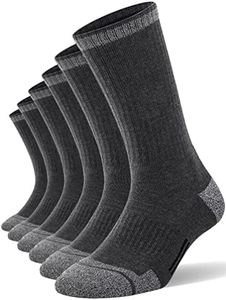 FITRELL 6 Pack Men's Athletic Crew Socks Cushioned Sport Running Moisture Wicking Work Boot Socks, Grey, Large, Shoe Size 9-12