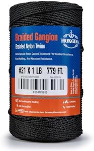 HONGDA Braided Black Nylon String, #21 Tarred Bank Line Twine, 779 Feet Black Tarred String for Gardening, Construction, Gear Tying, Jungle Survival