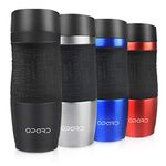 Opard Travel Coffee Cup Leakproof 350ml(12oz) Double-Walled Vacuum Insulated Travel Mug Reusable Stainless Steel Coffee Mug BPA Free for Men and Women(Black)