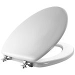 MAYFAIR 1844CP 000 Toilet Seat with Chrome Hinges Will Never Come Loose, ELONGATE, White