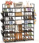 W&H 9 Tier Metal Shoe Rack Storage Organizer-Large Shoe Rack Can Store 50 Pairs of Shoes,Adjustable Shoe Rack Vertical for Cloakroom, Storage Room, Entrance,Easy to Assemble Black Shoe Rack Tall