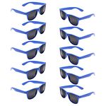 Oaonnea 10 Packs UV Protection Neon Colors 80's Retro Classic Party Favors Sunglasses (Blue)