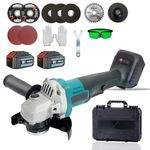 Cordless Angle Grinder 125mm, 18V Power Angle Grinder Tools with 2X 5.5Ah Batteries, 7500RPM Brushless Motor Metal Grinder, 1/2'' Cutting Wheels, Flap Disc for Cutting, Polishing
