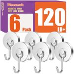 Neosmuk Swing Magnetic Hooks for Cruise Cabins – Heavy Duty 120lb Strong Magnet Hooks, Cruise Essentials for Ship, Fridge, Wall, Ceiling, Door, Hanging and Decorations (Pack of 6, Silver)