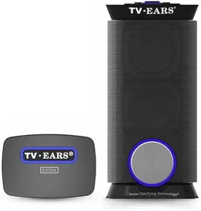 TV · EARS Wireless Speaker System for TV 5.8 GHz, Voice-Clarifying Speaker & Dual USB Charging, Long Range & Portable Entertainment System, Noise Cancellation & Works w/o Wi-Fi, Black