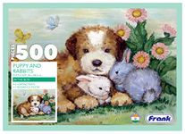 Frank Puppy and Rabbits Jigsaw Puzzle (500 Pieces) for Adults and Kid Above 10+ Years-Realistic Illustrations-Fun & Challenging Brain Booster Games - for Focus and Memory -33923