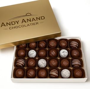 Andy Anand Chocolatier Champagne, Rum, Irish Cream & Kahlua Belgian Chocolate Truffles Gift Box - Handmade liqueur filled Delicious Gourmet Chocolates, Assortment for Connoisseurs (16 Pcs)